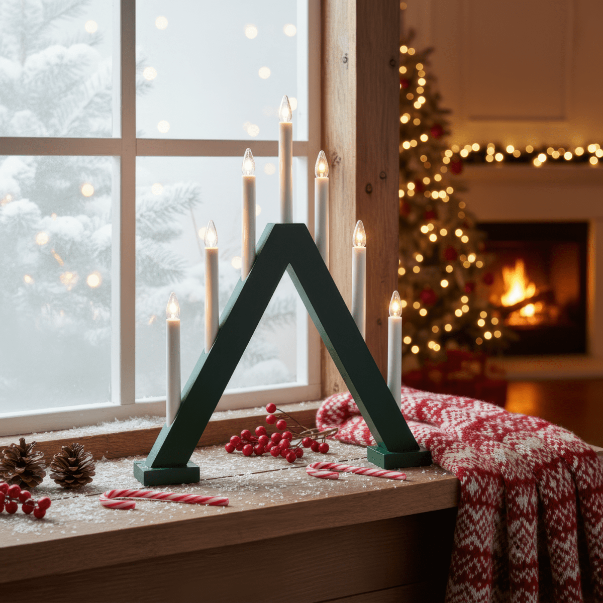 Nova 7 vert foncé De Pixie Design - Nova trouve parfaitement sa place sur une fen&ecirc;tre et embellira vos d&eacute;corations de No&euml;l pendant l'Avent et les f&ecirc;tes de fin d'ann&eacute;e.