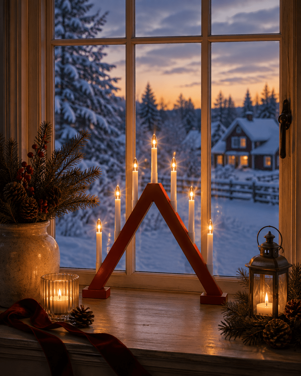 Nova 7 ROUGE De Pixie Design - Nova trouve parfaitement sa place sur une fen&ecirc;tre et embellira vos d&eacute;corations de No&euml;l pendant l'Avent et les f&ecirc;tes de fin d'ann&eacute;e.