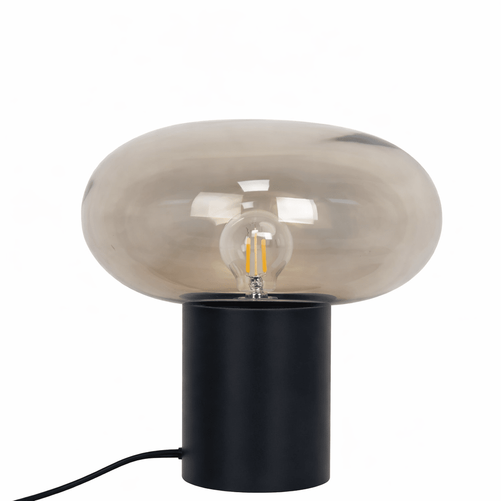 Alba 32cm Noir/ambre lampe de table De Nordic Lighting - La lampe est fournie avec un c&acirc;ble textile noir de 1,8 m de long, &eacute;quip&eacute; d'un interrupteur et d'une prise.