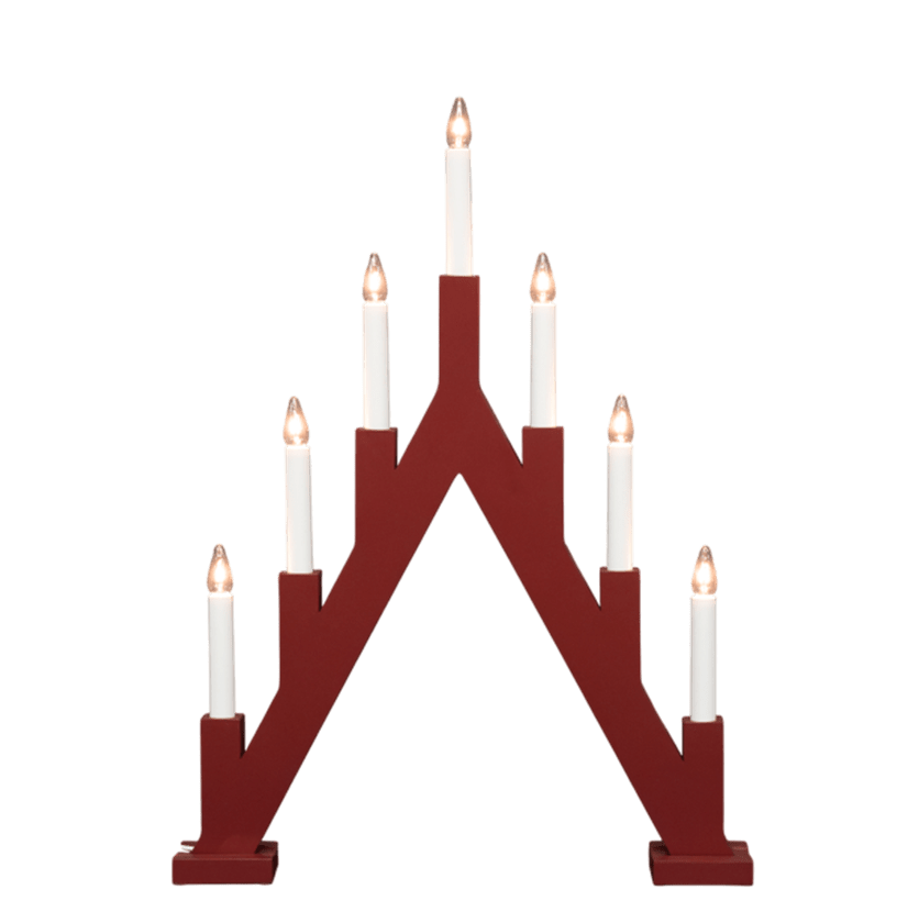 Ellen ROUGE De Pixie Design - Ellen est un chandelier classique en bois, finition brun fonc&eacute;, &agrave; la forme conique et d&eacute;corative &eacute;voquant les traditionnelles bougies de l'Avent.