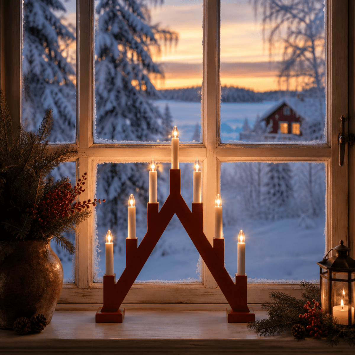 Ellen ROUGE De Pixie Design - Ellen est un chandelier classique en bois, finition brun fonc&eacute;, &agrave; la forme conique et d&eacute;corative &eacute;voquant les traditionnelles bougies de l'Avent.