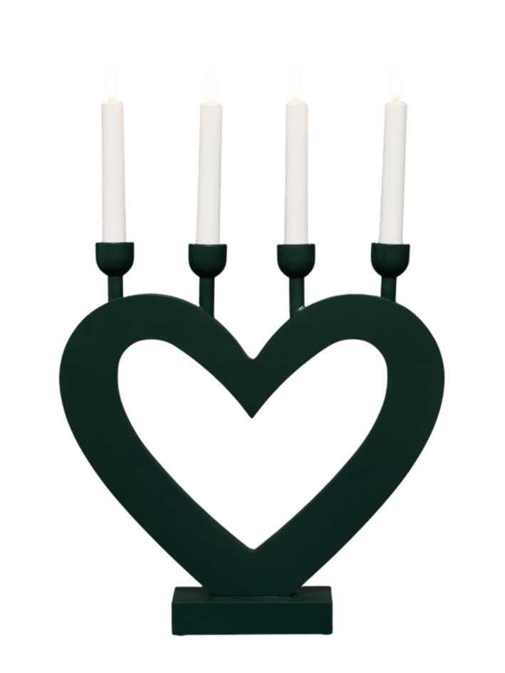 Cœur vert foncé De Pixie Design - Sa forme de c&oelig;ur dessine une silhouette charmante, faisant de ce chandelier un bel objet de d&eacute;coration, par exemple sur un rebord de fen&ecirc;tre, un bureau ou une table d'appoint.