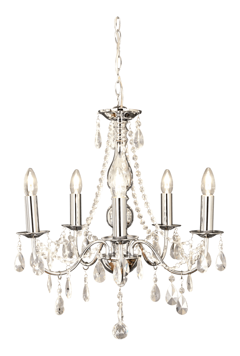 Granville Ø60 Chrome suspension De Aneta Lighting - Avec sa finition chromée et ses détails en cristal étincelants, il rayonne une lumière enchanteresse et crée une atmosphère sophistiquée.