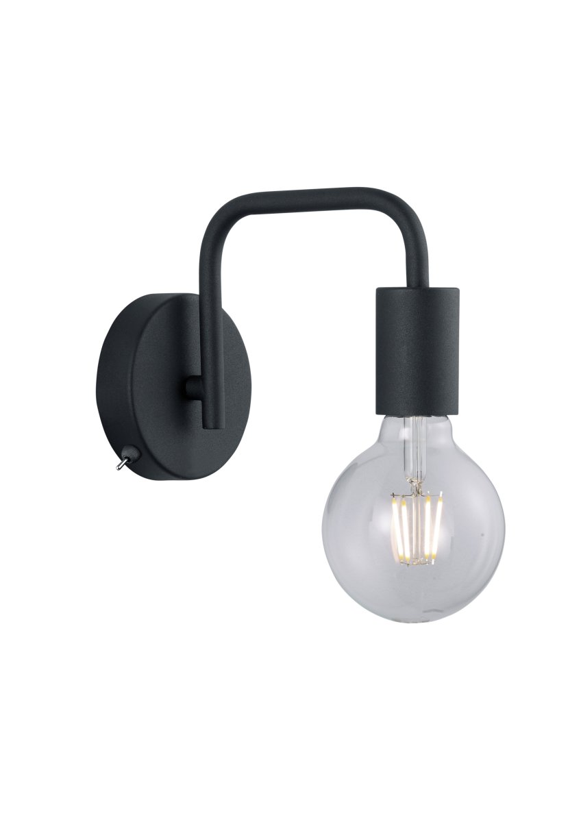 Diallo 20cm Noir applique murale De Trio Lighting - Il est &eacute;quip&eacute; de la fonction FLEXconnect, qui vous permet de choisir entre une installation fixe ou une utilisation avec un c&acirc;ble et une prise murale pour une flexibilit&eacute; maximale.