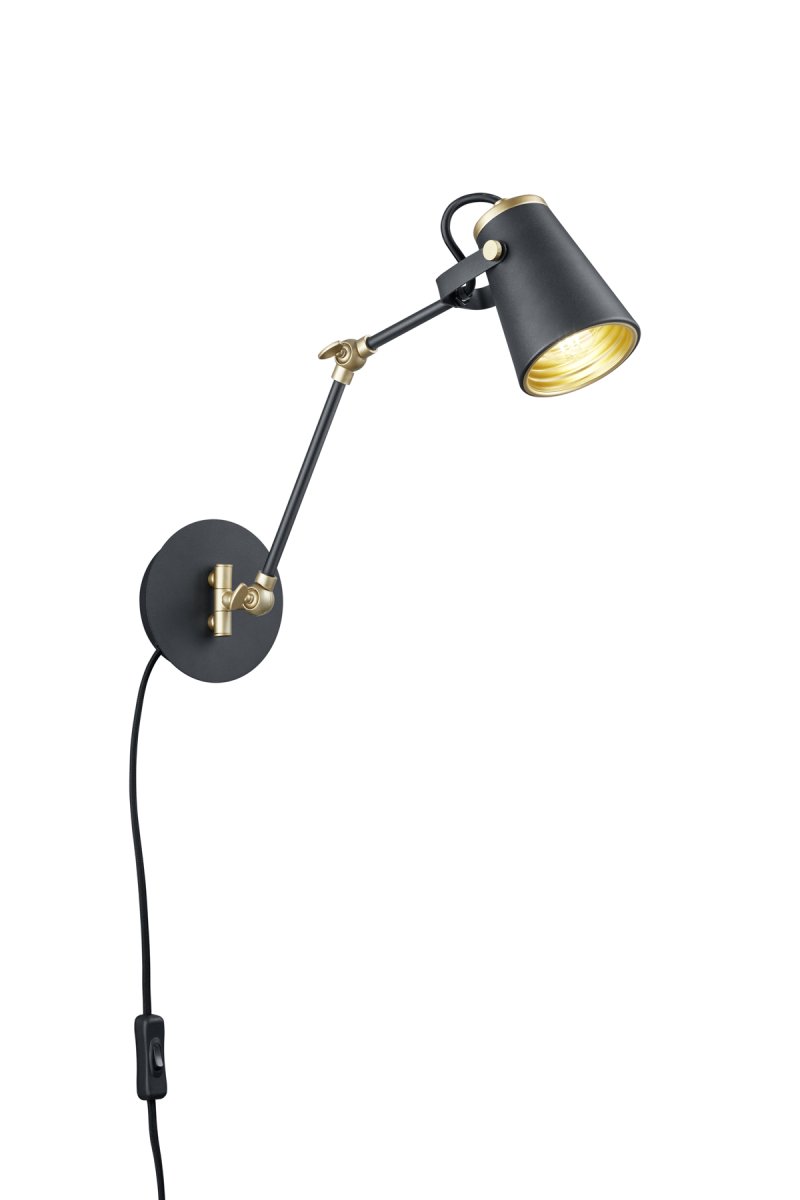Edward 50cm Noir applique murale De Trio Lighting - Gr&acirc;ce &agrave; la fonction flexible FLEXconnect, la lampe peut &ecirc;tre mont&eacute;e soit avec un c&acirc;ble, un bloc d'alimentation enfichable et un interrupteur, soit directement sur le mur.