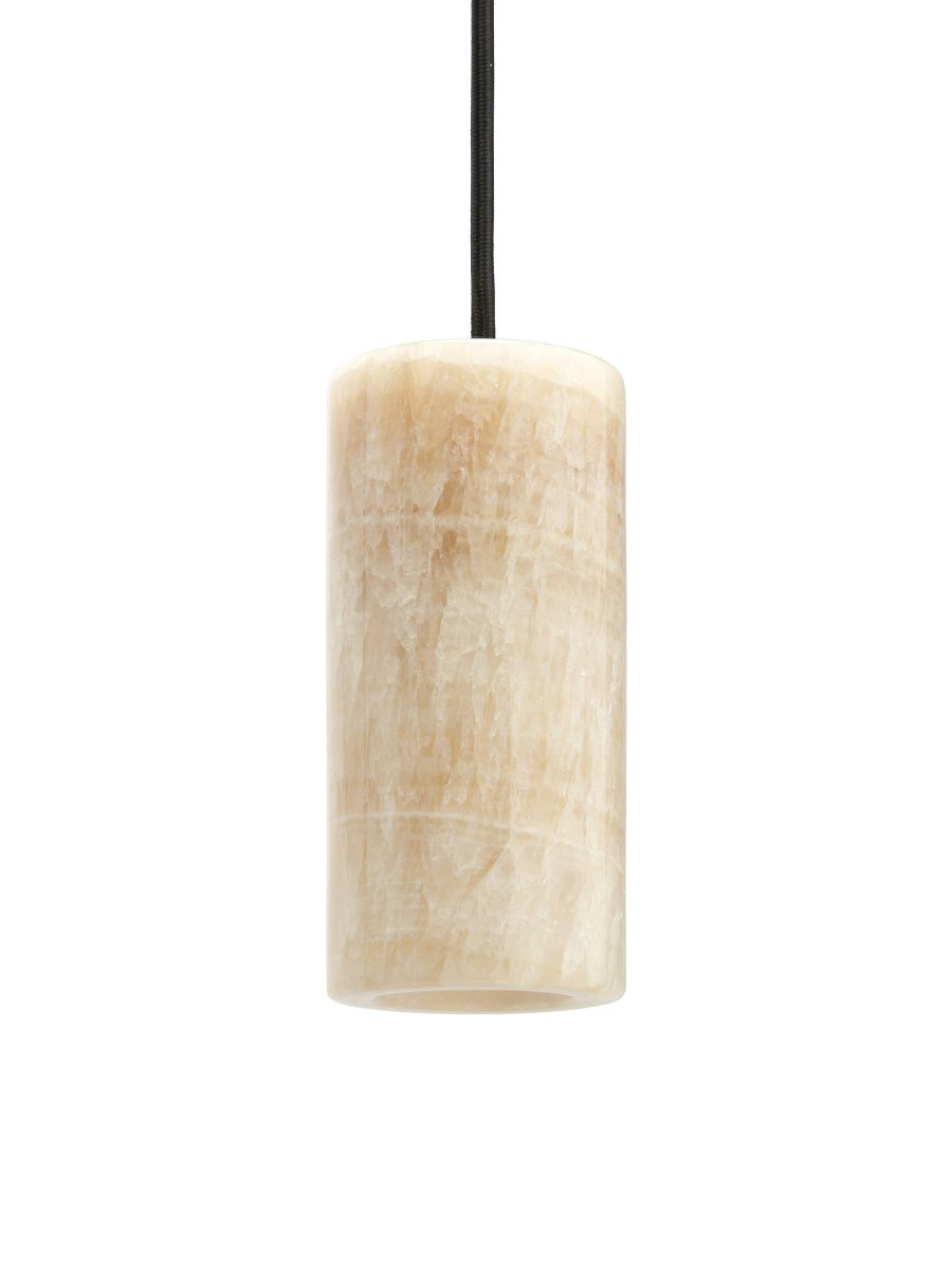 Lucie Ø7 Nature lampe de fenêtre De PR Home - Applique de fen&ecirc;tre en marbre, avec culot E14, c&acirc;ble textile noir de 4 m avec prise.