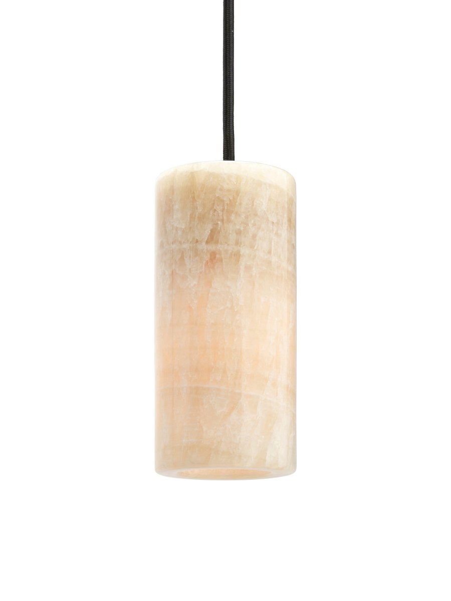 Lucie Ø7 Nature lampe de fenêtre De PR Home - Applique de fen&ecirc;tre en marbre, avec culot E14, c&acirc;ble textile noir de 4 m avec prise.