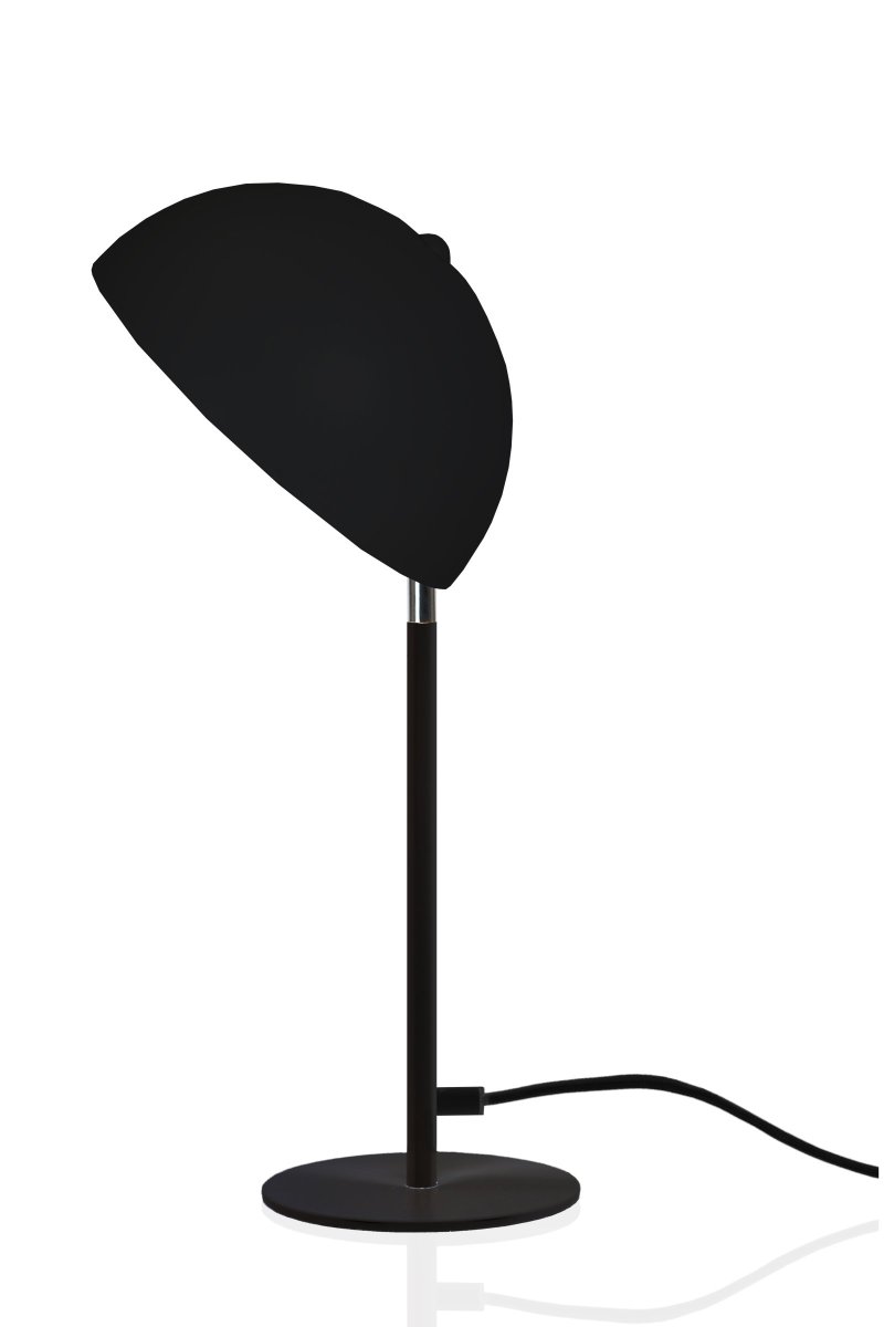 Icon 36cm Noir lampe de table De Globen Lighting - Lampe de table avec abat-jour et base en métal laqué noir mat avec détails chromés.