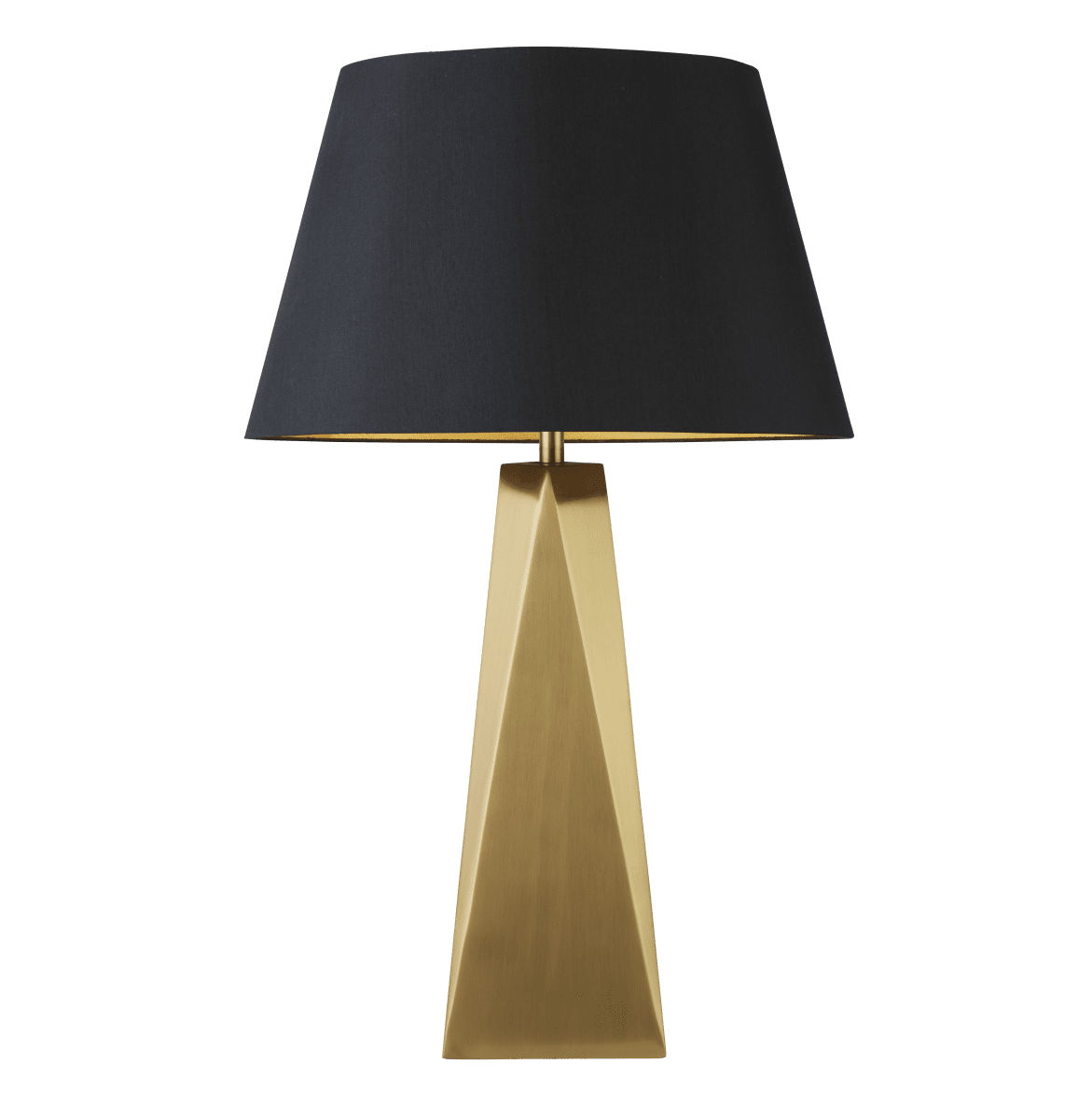 Maldon 58cm Or lampe de table De Searchlight - La base prismatique de couleur dorée est finie avec un abat-jour noir moderne avec un intérieur de couleur dorée et ajoute une touche de glamour à votre maison.