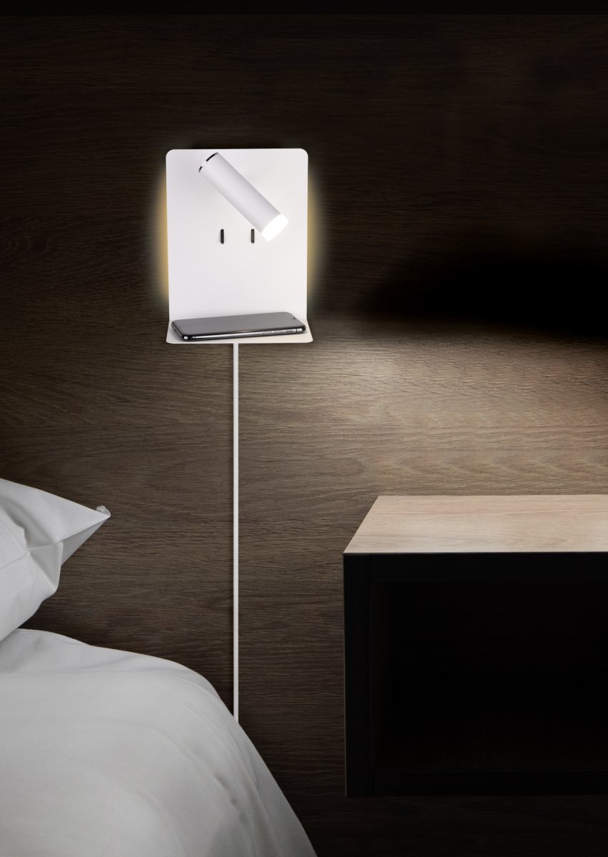 Element Blanc lampe de lecture De Trio Lighting - La fonction FLEXconnect permet &agrave; la fois une installation fixe et une utilisation avec une prise.
