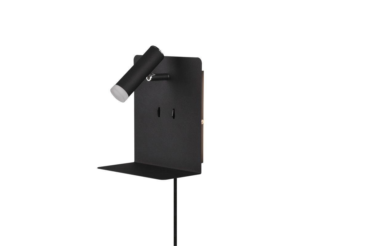 Element Noir lampe de lecture De Trio Lighting - La fonction FLEXconnect permet &agrave; la fois une installation fixe et une utilisation avec une prise.