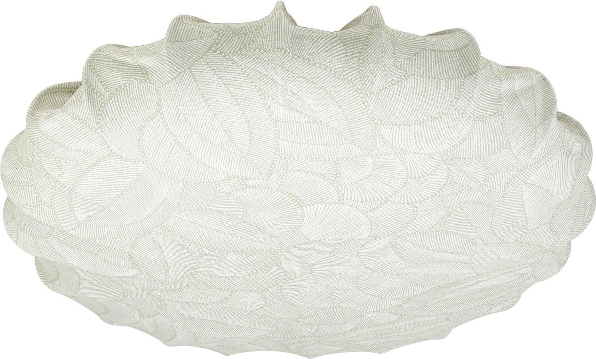 Onyx Ø56 Taupe plafonnier De PR Home - Onyx est un plafonnier moderne habillé d'un tissu en coton à motifs élégants, dans les tons taupe et beige.