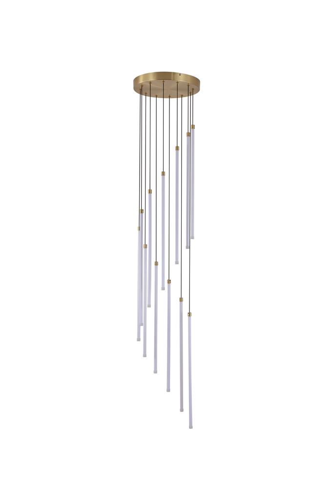 Flare Ø35 Laiton suspension De Searchlight - La température de couleur est réglable, du blanc chaud au blanc froid, et l'intensité lumineuse est modulable à l'aide de la télécommande fournie.