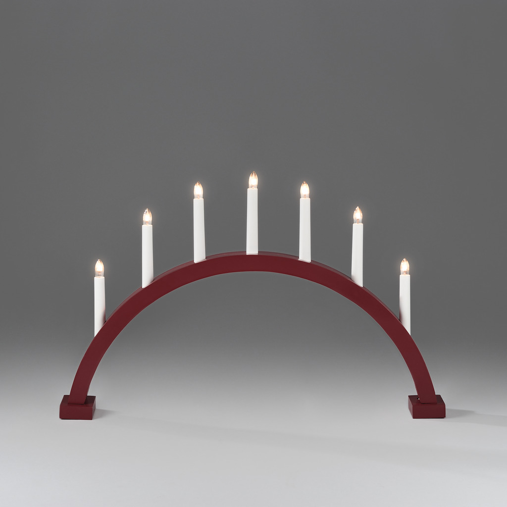 Arch 7 Lights Rouge foncé mat De Konstsmide - Equip&eacute; d'ampoules qui fournissent une lumi&egrave;re agr&eacute;able et contribuent &agrave; une atmosph&egrave;re chaleureuse pendant la p&eacute;riode de No&euml;l.