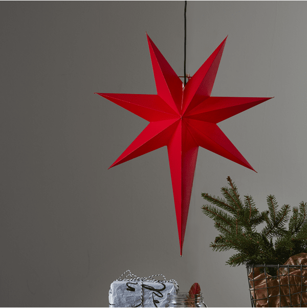 Rozen 65cm ROUGE De Star Trading - Comprend un câble textile noir de 3,5 m de long et une prise.