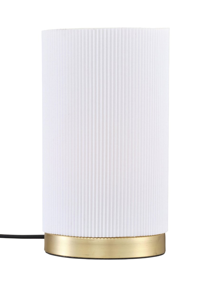 Dora 25cm Blanc lampe de table De PR Home - C&acirc;ble textile noir de 1,5 m de long avec fiche plate, interrupteur d'alimentation et douille de lampe E27.