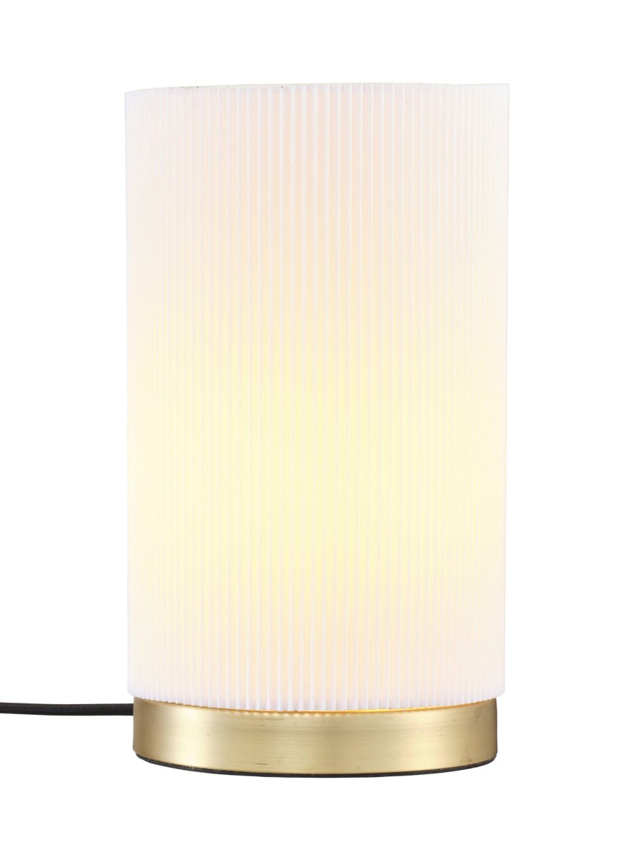 Dora 25cm Blanc lampe de table De PR Home - C&acirc;ble textile noir de 1,5 m de long avec fiche plate, interrupteur d'alimentation et douille de lampe E27.