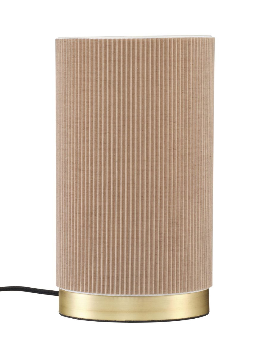 Dora 25cm Beige lampe de table De PR Home - C&acirc;ble textile noir de 1,5 m de long avec fiche plate, interrupteur d'alimentation et douille de lampe E27.