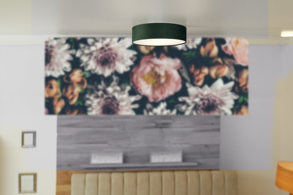 Drum Ø38 Vert plafonnier De Searchlight - Avec deux sources lumineuses et un diffuseur opale à l'intérieur de l'abat-jour luxueux en velours, il crée une lueur chaleureuse dans n'importe quelle pièce.