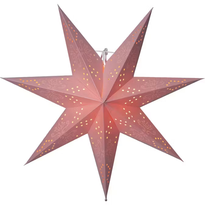 Romantic Ø55 Rose De Star Trading - Étoiles en papier rose avec de jolis motifs décoratifs pour une utilisation en intérieur.