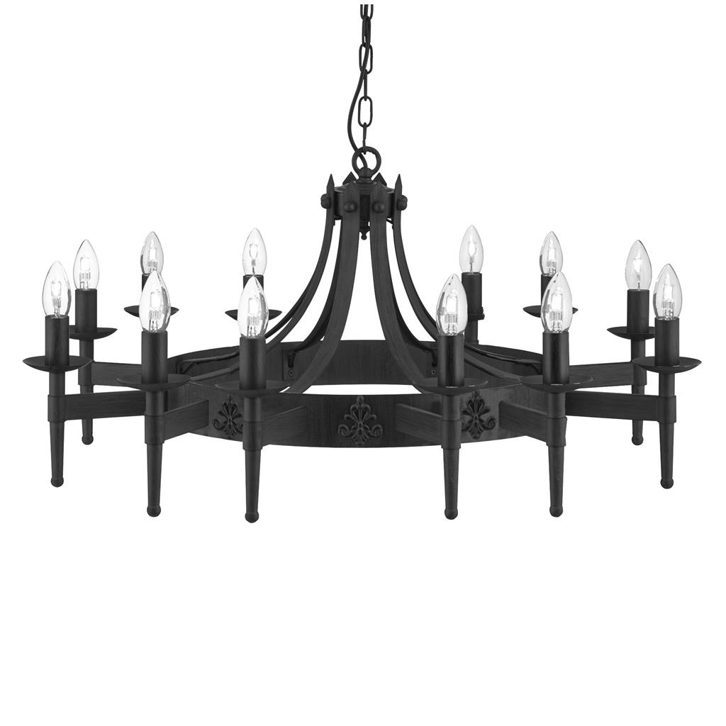 Cartwheel II Ø105 Noir suspension De Searchlight - Ce superbe lustre de style gothique est parfait pour les chambres, les salons, les salles &agrave; manger ou les cuisines o&ugrave; vous souhaitez cr&eacute;er une atmosph&egrave;re chaleureuse et traditionnelle.