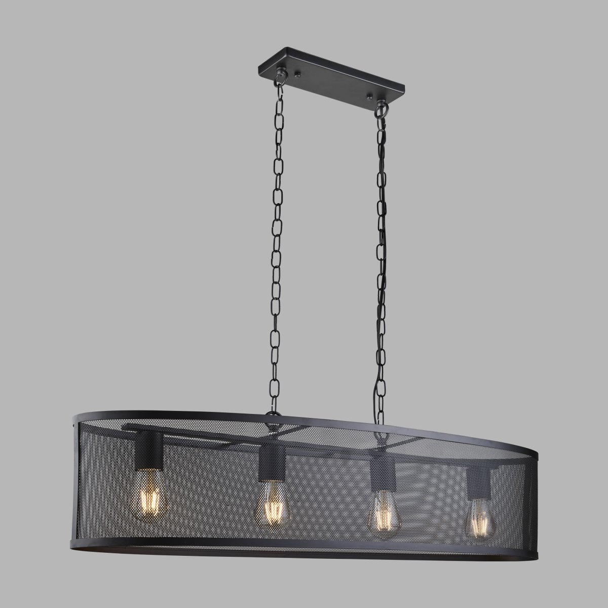 Fishnet 90cm Noir suspension De Searchlight - Cette impressionnante suspension en r&eacute;sille noire mate renferme quatre sources lumineuses dans une belle et d&eacute;corative cage en r&eacute;sille noire.