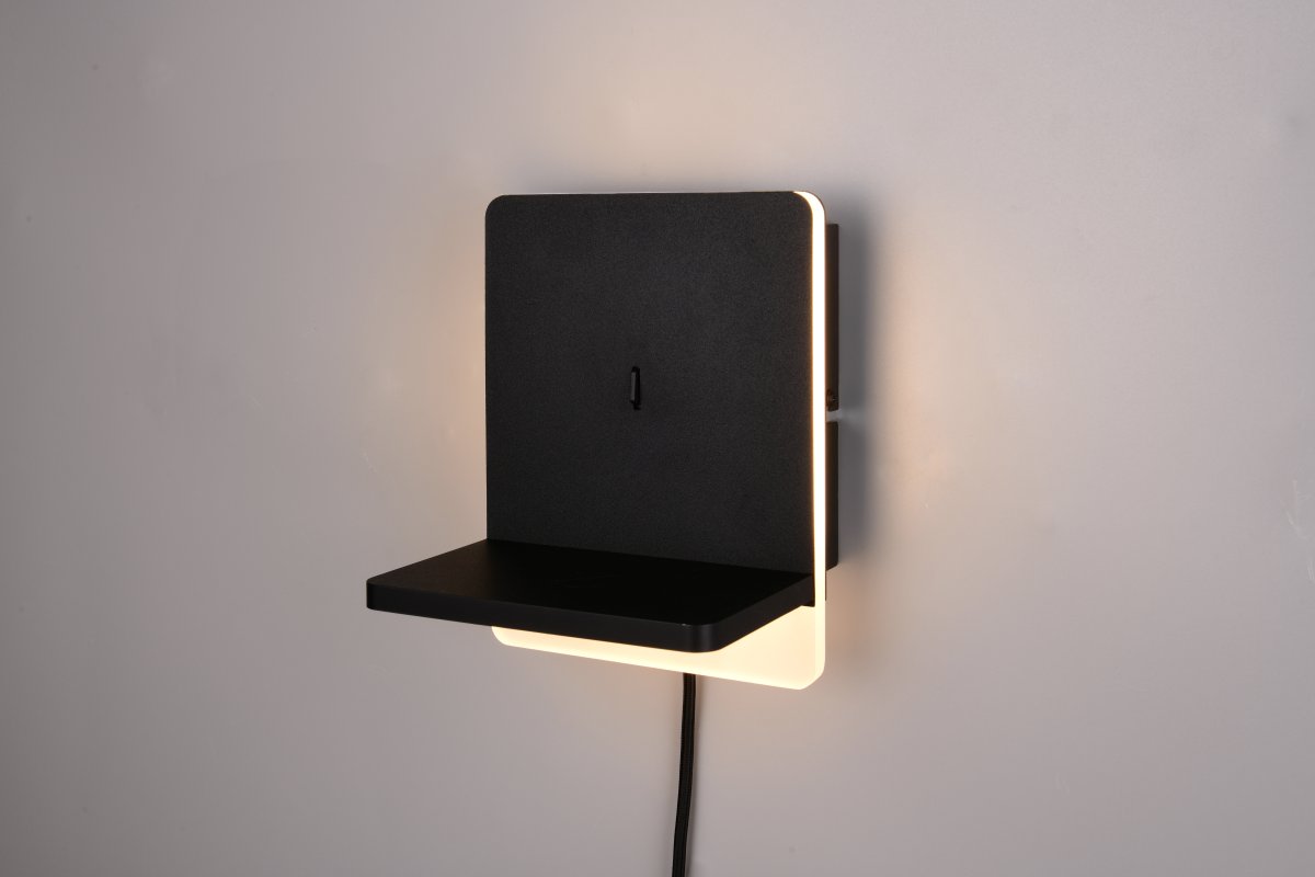 Fairfield 20cm Noir applique murale De Trio Lighting - La fonction FLEXconnect permet &agrave; la fois une installation permanente et une installation avec un c&acirc;ble et une prise murale.
