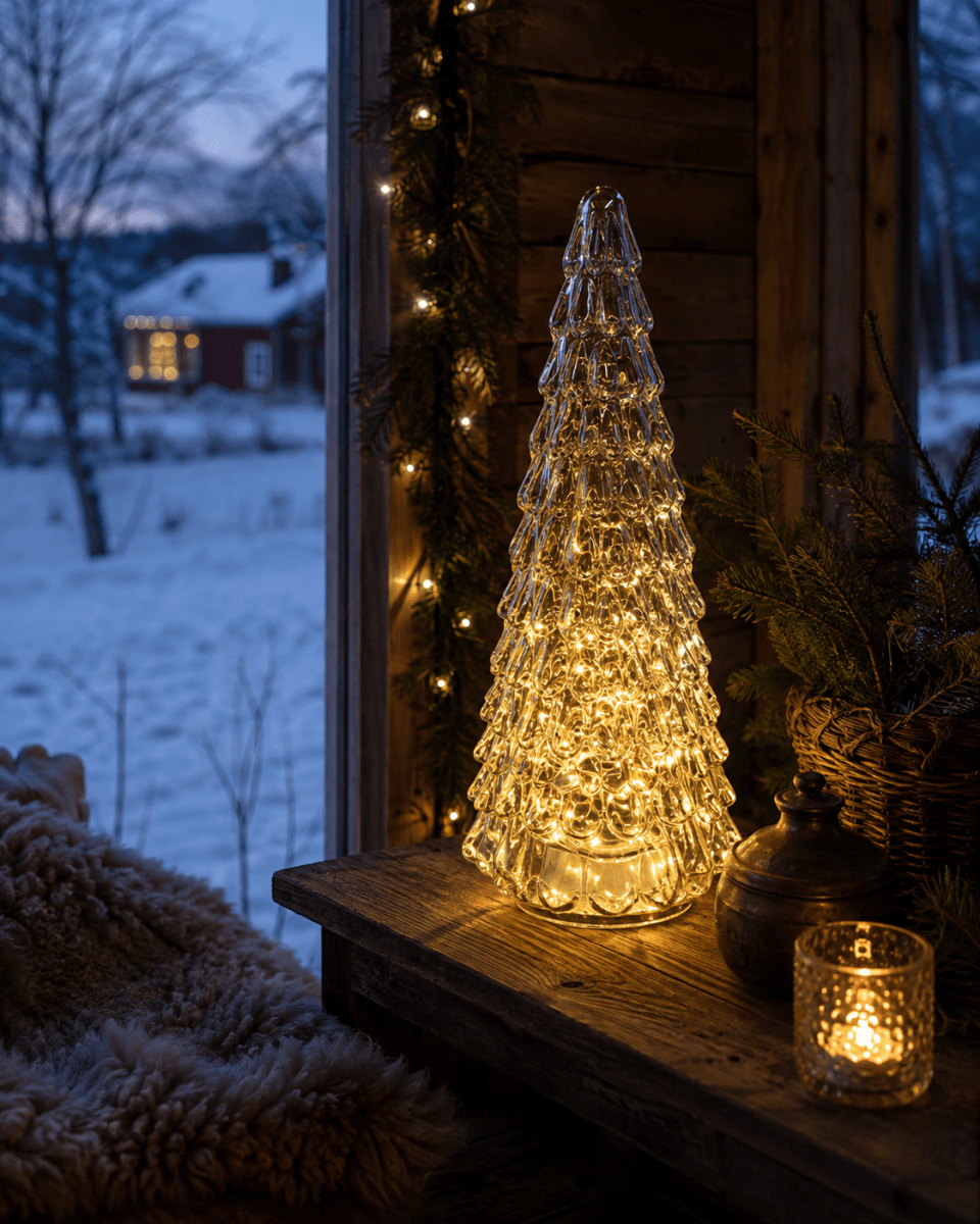 Épicéa 30cm Vert De Pixie Design - Ce sapin aux formes &eacute;l&eacute;gantes est orn&eacute; d'une guirlande de 100 petites LED diffusant une douce lumi&egrave;re blanche chaude.