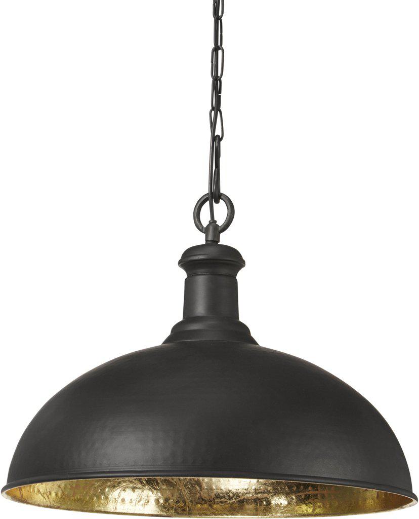 Delhi Ø50 Noir suspension De PR Home - Le plafonnier est doté d'une chaîne noire de 1,2 mètre de long et d'un capuchon de plafond pour suspension à crochet de la même couleur que la lumière.
