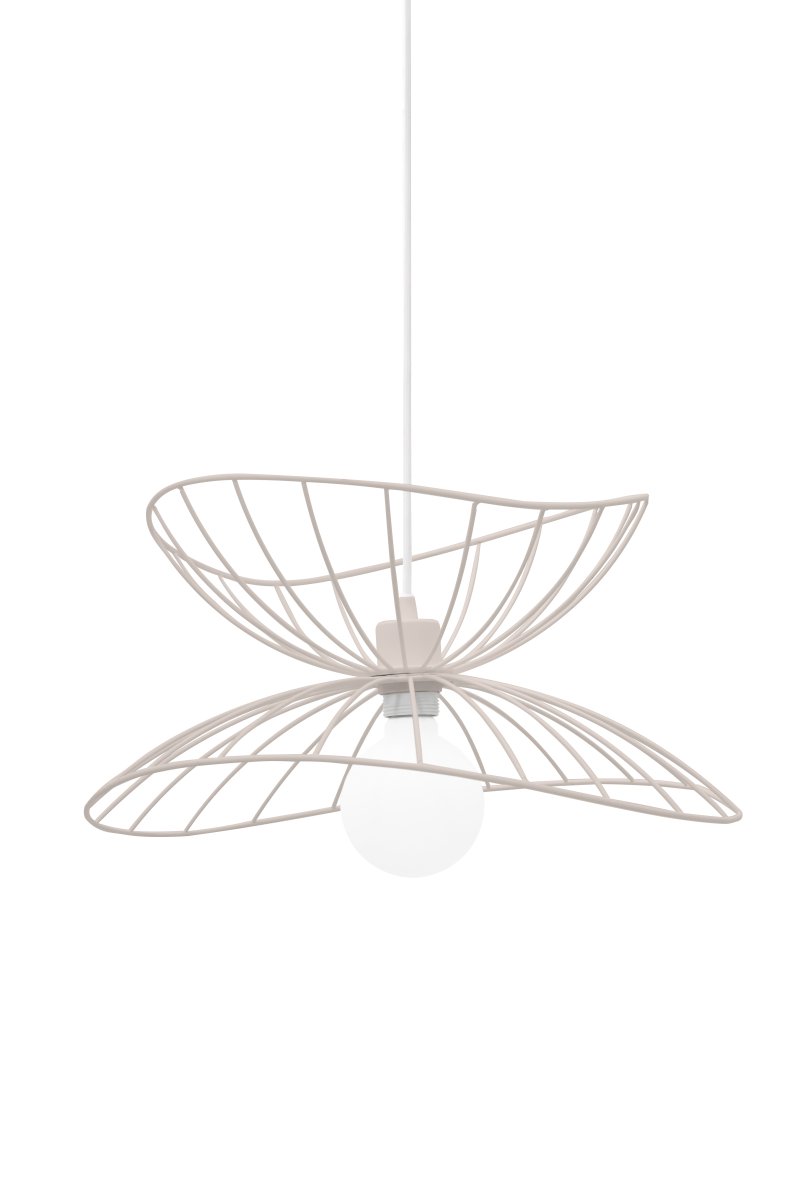 Ray Ø45 Beige suspension De Globen Lighting - Les deux abat-jour peuvent &ecirc;tre dispos&eacute;s de diff&eacute;rentes mani&egrave;res&nbsp;: superpos&eacute;s ou encastr&eacute;s pour une suspension plus basse.