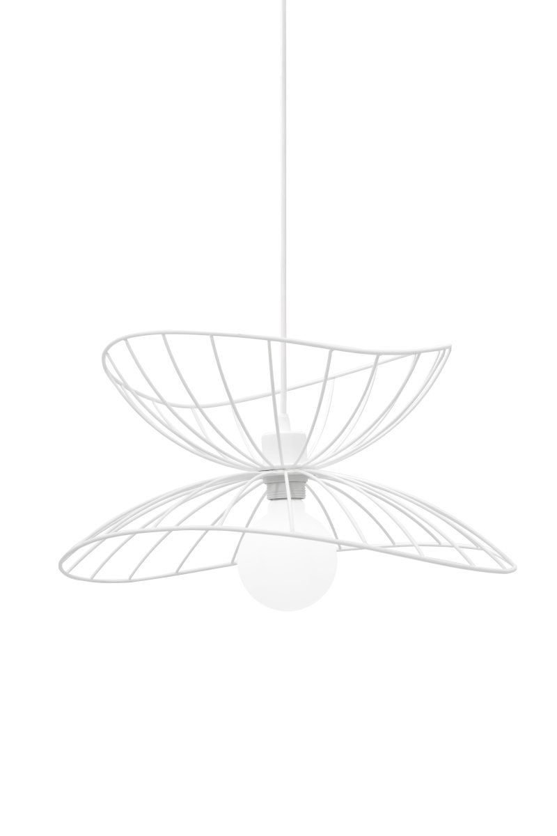Ray Ø45 Blanc suspension De Globen Lighting - Les deux abat-jour peuvent &ecirc;tre dispos&eacute;s de diff&eacute;rentes mani&egrave;res&nbsp;: superpos&eacute;s ou encastr&eacute;s pour une suspension plus basse.