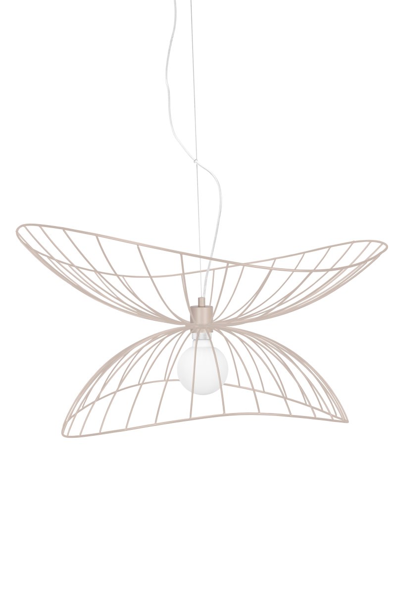 Ray Ø70 Beige suspension De Globen Lighting - Les deux abat-jour peuvent être disposés de différentes manières : superposés ou encastrés pour une suspension plus basse.