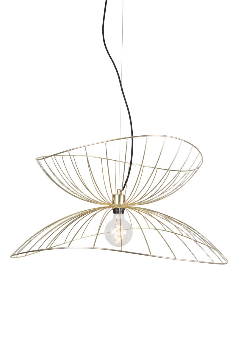 Ray Ø70 Laiton brossé suspension De Globen Lighting - Les deux abat-jour peuvent être disposés de différentes manières : superposés ou encastrés pour une suspension plus basse.