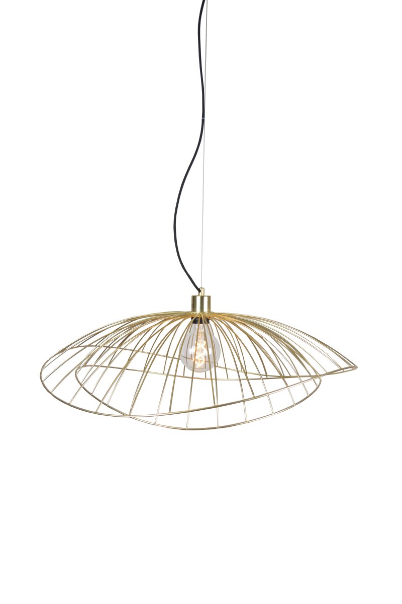 Ray Ø70 Laiton brossé suspension De Globen Lighting - Les deux abat-jour peuvent être disposés de différentes manières : superposés ou encastrés pour une suspension plus basse.