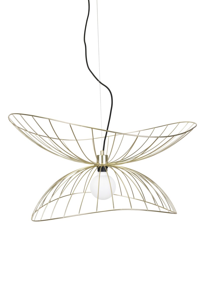 Ray Ø70 Laiton brossé suspension De Globen Lighting - Les deux abat-jour peuvent être disposés de différentes manières : superposés ou encastrés pour une suspension plus basse.