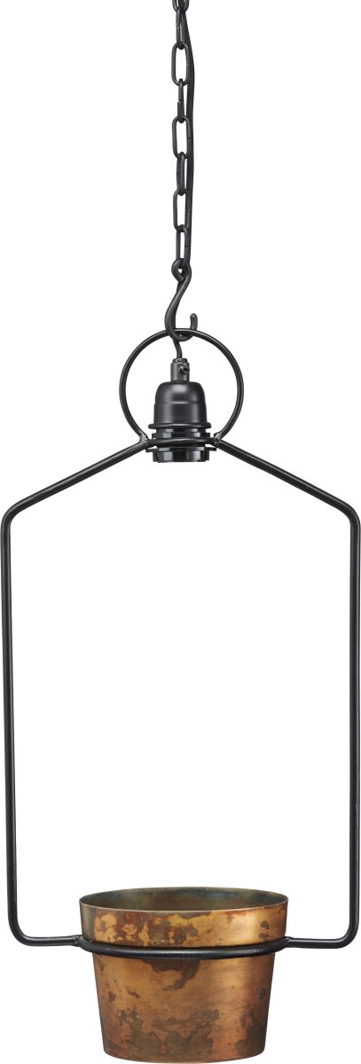 Upptown Noir lampe de fenêtre De PR Home - La lampe de fenêtre Uptown est une lampe suspendue avec de la place pour une source de lumière et un pot pour des herbes ou une belle fleur, par exemple.
