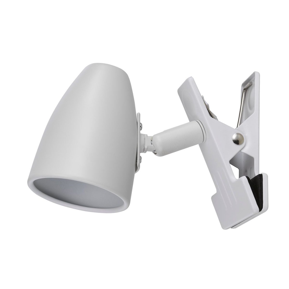 Moa Blanc lampe à pince De Oriva - Gr&acirc;ce &agrave; sa pince robuste, elle se fixe facilement sur les tables, les &eacute;tag&egrave;res ou les t&ecirc;tes de lit, tandis que son abat-jour orientable permet de diriger la lumi&egrave;re pr&eacute;cis&eacute;ment o&ugrave; vous le souhaitez.
