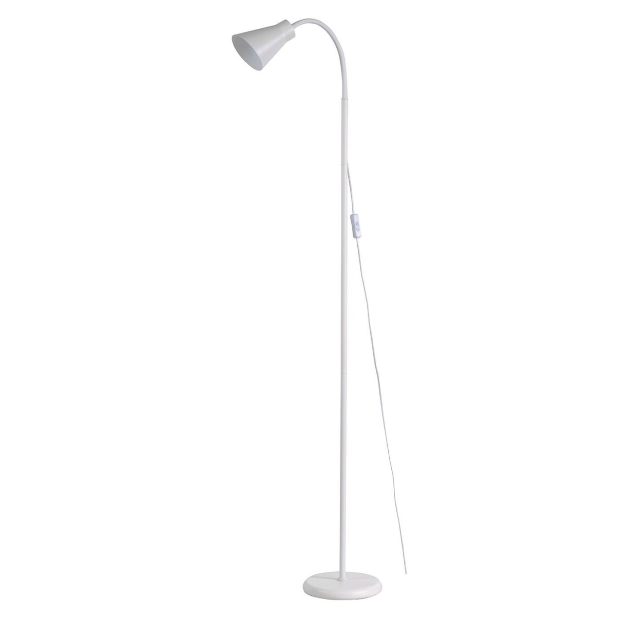 Ebba Blanc lampadaire De Oriva - Livr&eacute; avec un c&acirc;ble de 1,7 m et un interrupteur d'alimentation.