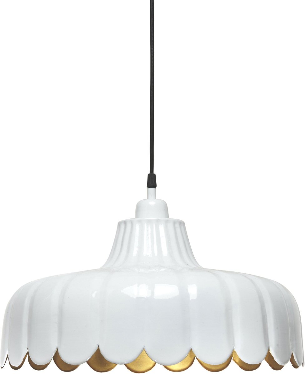 Wells Ø45 Blanc suspension De PR Home - Câble en plastique noir de 1,6 m de long avec rosace de plafond pour suspension par crochet de la même couleur que la lampe.
