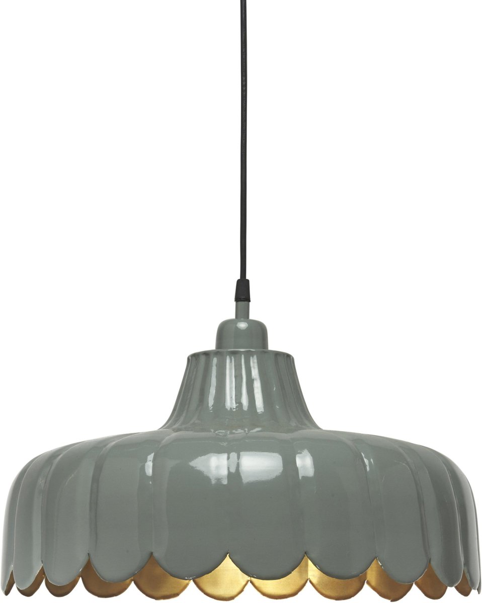 Wells Ø45 Vert suspension De PR Home - C&acirc;ble en plastique noir de 1,6 m de long avec rosace de plafond pour suspension par crochet de la m&ecirc;me couleur que la lampe.