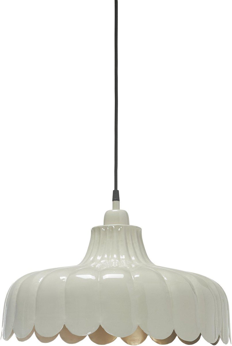Wells Ø45 Beige suspension De PR Home - Câble en plastique noir de 1,6 m de long avec rosace de plafond pour suspension par crochet de la même couleur que la lampe.