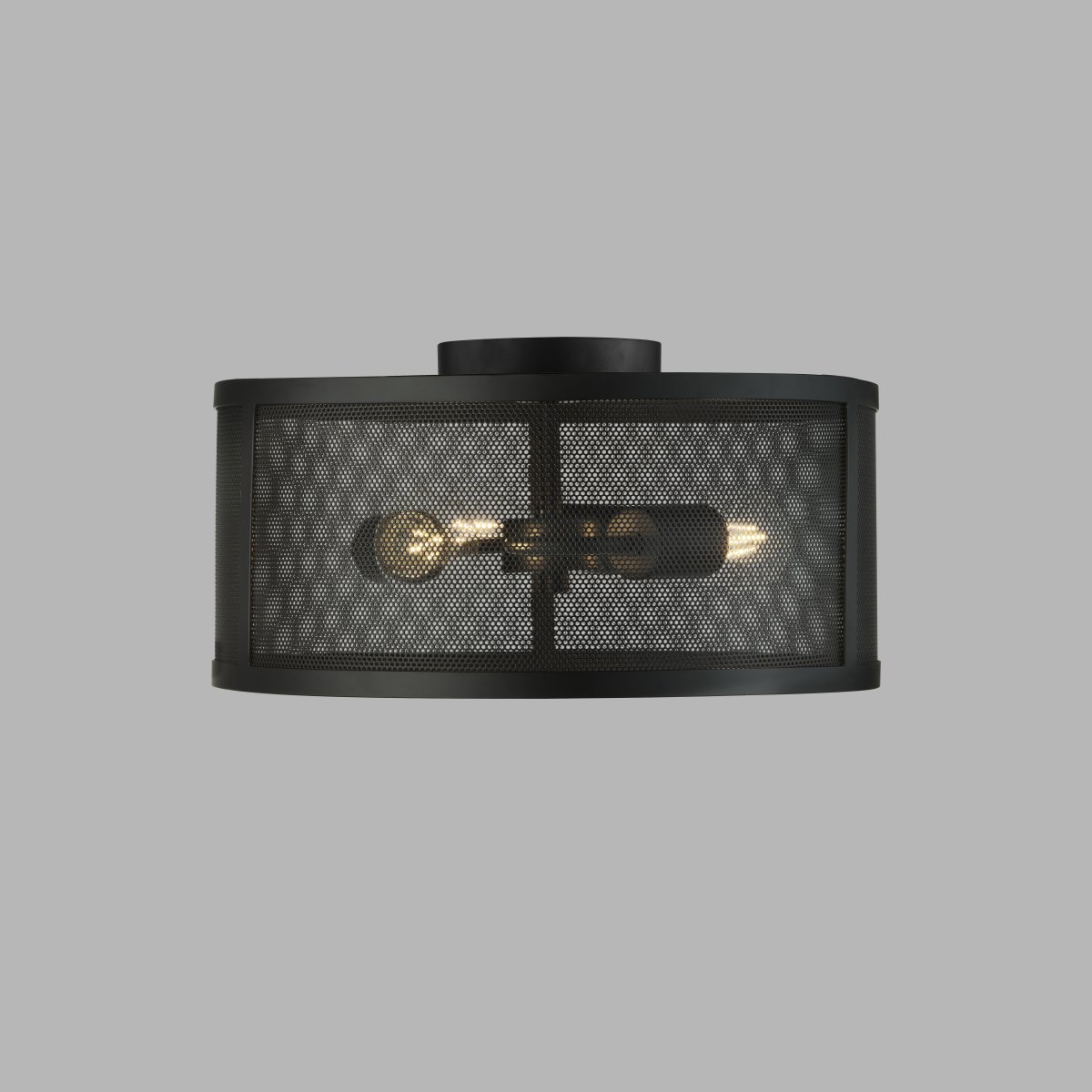 Fishnet Ø45 Noir mat plafonnier De Searchlight - Cet élégant plafonnier en résille noir mat renferme trois sources lumineuses dans une belle et décorative cage en résille noire.