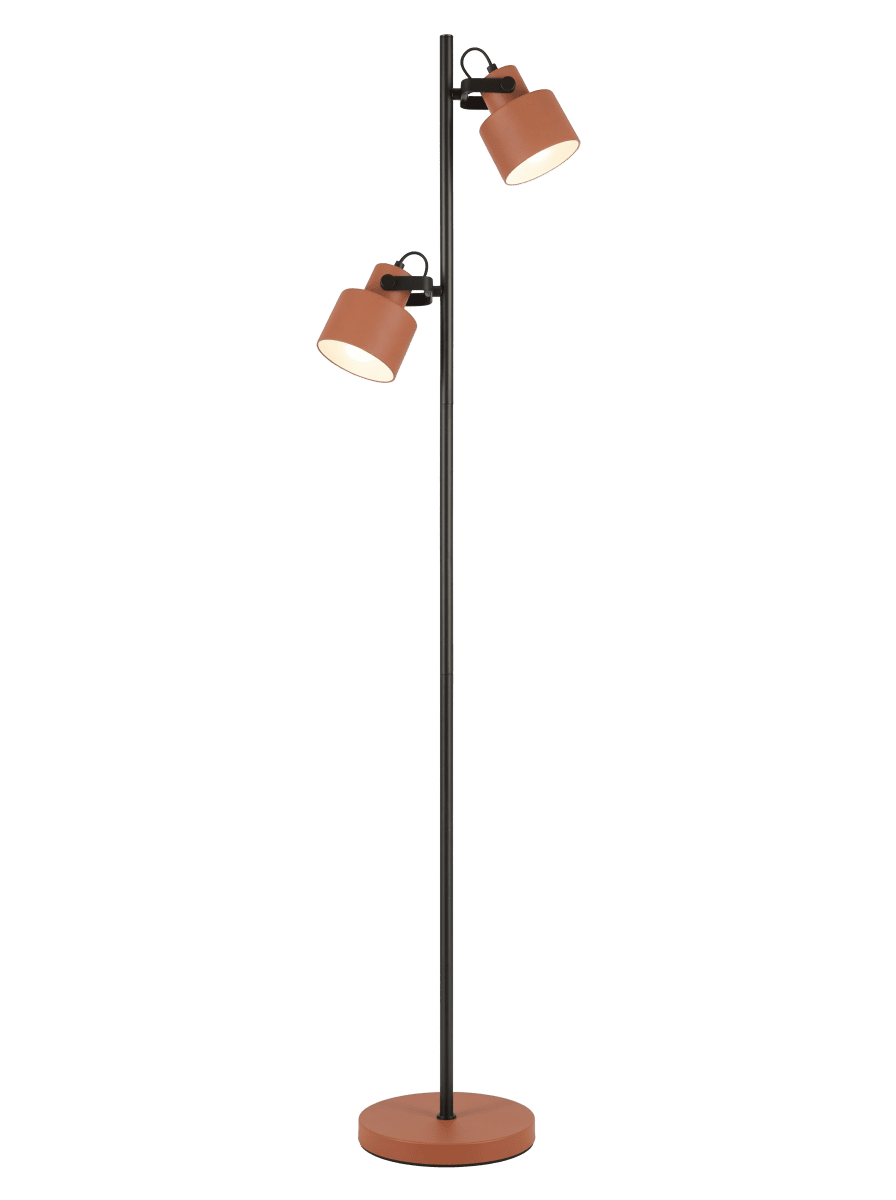 City 2 Terre cuite/noir lampadaire De Aneta Lighting - Le lampadaire City séduit par son design moderne et élégant, alliant avec raffinement le noir et le métal terracotta.
