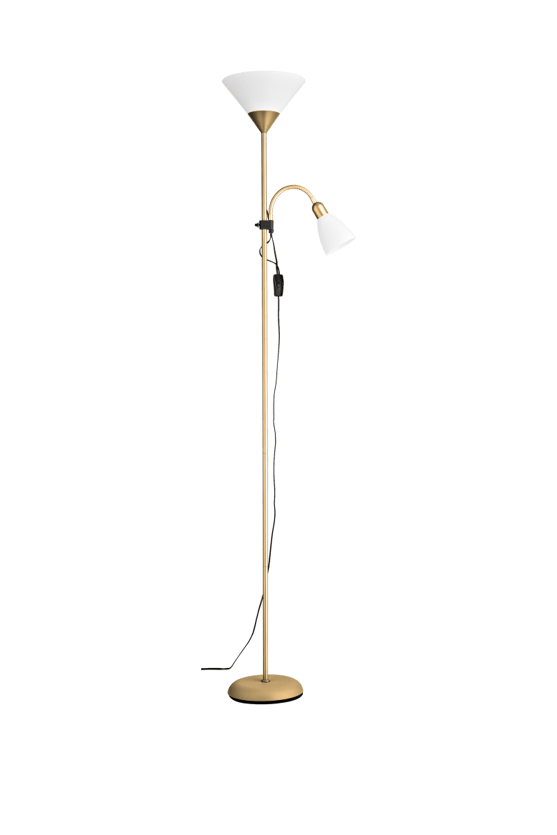 Vigo Laiton lampadaire De Aneta Lighting - Le lampadaire Vigo est id&eacute;al &agrave; c&ocirc;t&eacute; du canap&eacute; ou de votre fauteuil pr&eacute;f&eacute;r&eacute; lorsque vous souhaitez combiner un &eacute;clairage d'ambiance et une lumi&egrave;re de lecture cibl&eacute;e.
