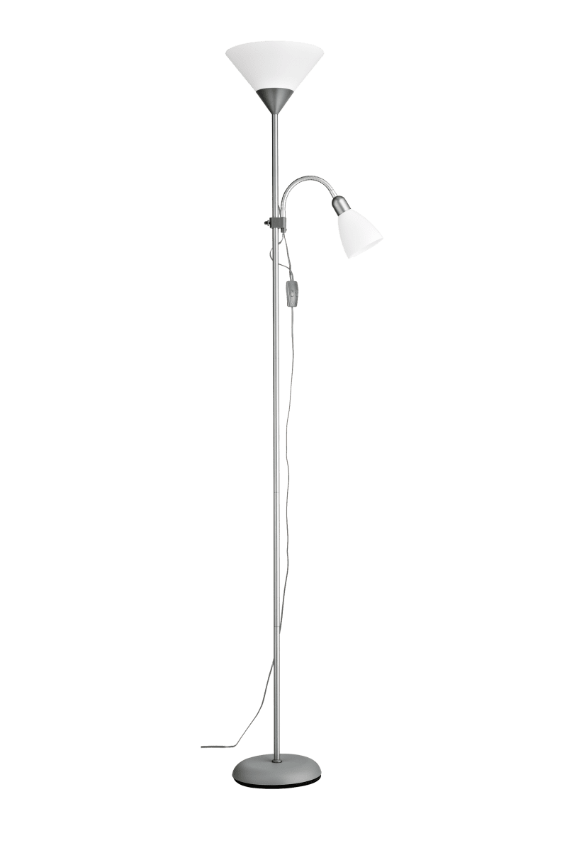  Vigo Argent lampadaire De Aneta Lighting - Le lampadaire Vigo combine avec style et praticité les fonctions d'un éclairage indirect et d'une lampe de table.