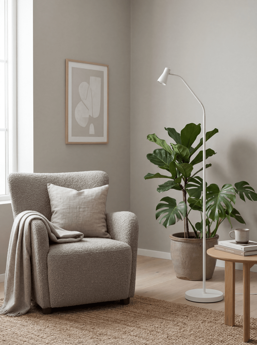 Boden Blanc lampadaire De Aneta Lighting - Le lampadaire Boden s&eacute;duit par son design &eacute;l&eacute;gant et fonctionnel, id&eacute;al comme lampe de lecture &agrave; c&ocirc;t&eacute; du canap&eacute; ou de votre repose-pieds pr&eacute;f&eacute;r&eacute;.