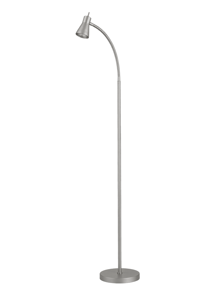  Boden Argent lampadaire De Aneta Lighting - Le lampadaire Boden séduit par son design élégant et fonctionnel et est idéal comme lampe de lecture à côté du canapé ou de votre fauteuil préféré.