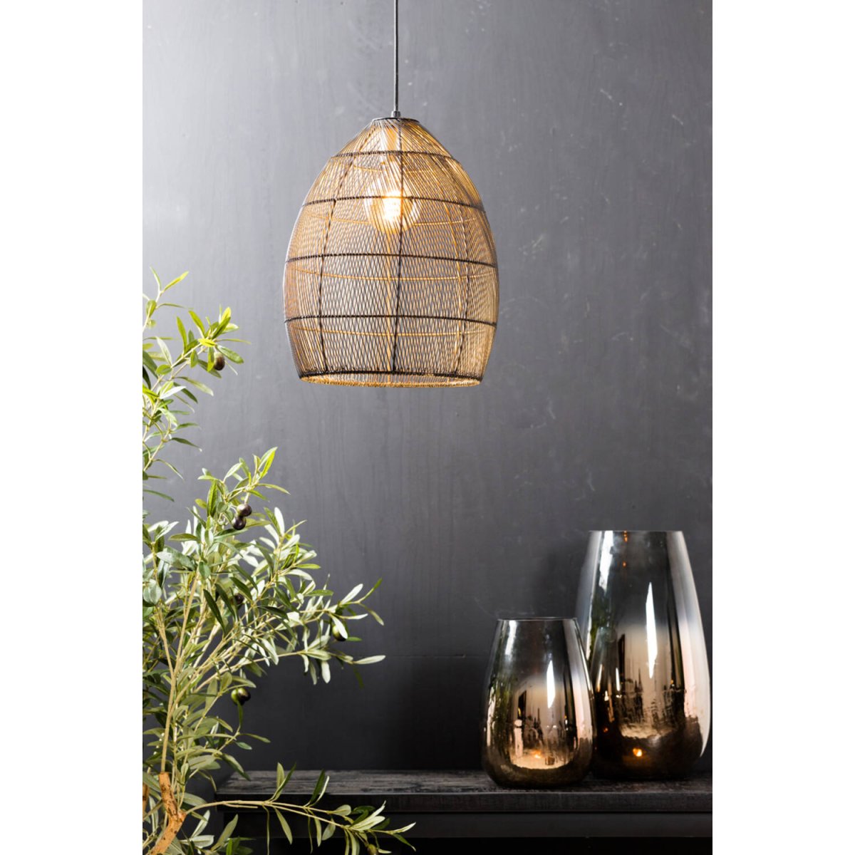 Meya Ø30 Noir/or suspension De Light & Living - 