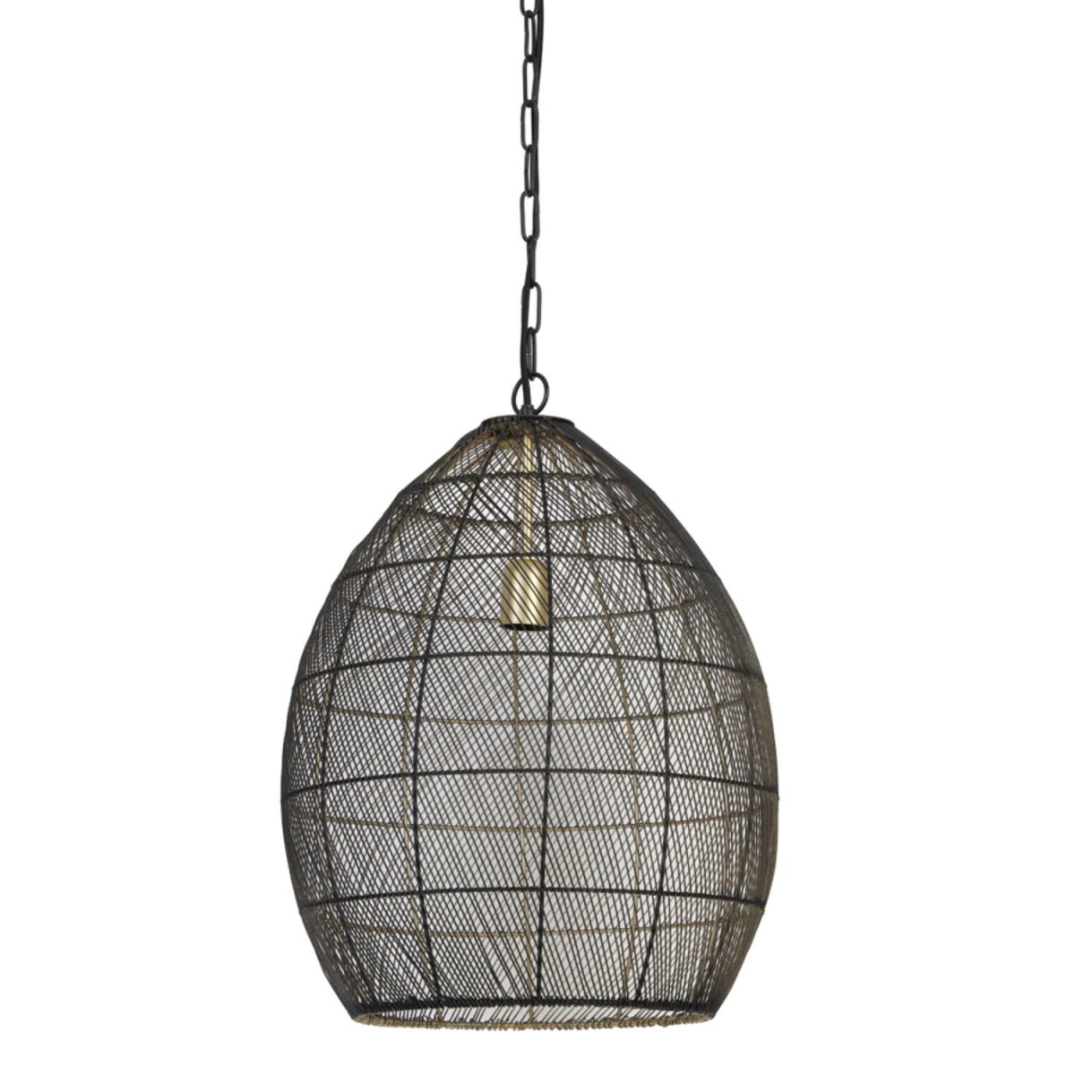 Meya Ø40 Noir/or suspension De Light & Living - L'intérieur de l'abat-jour a une finition dorée chaude, qui crée une lumière douce et invitante lorsque la lampe est allumée.