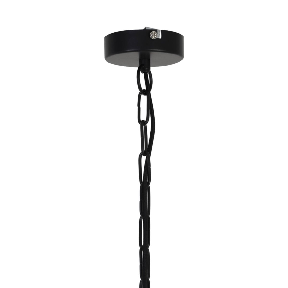 Meya Ø40 Noir/or suspension De Light & Living - L'intérieur de l'abat-jour a une finition dorée chaude, qui crée une lumière douce et invitante lorsque la lampe est allumée.